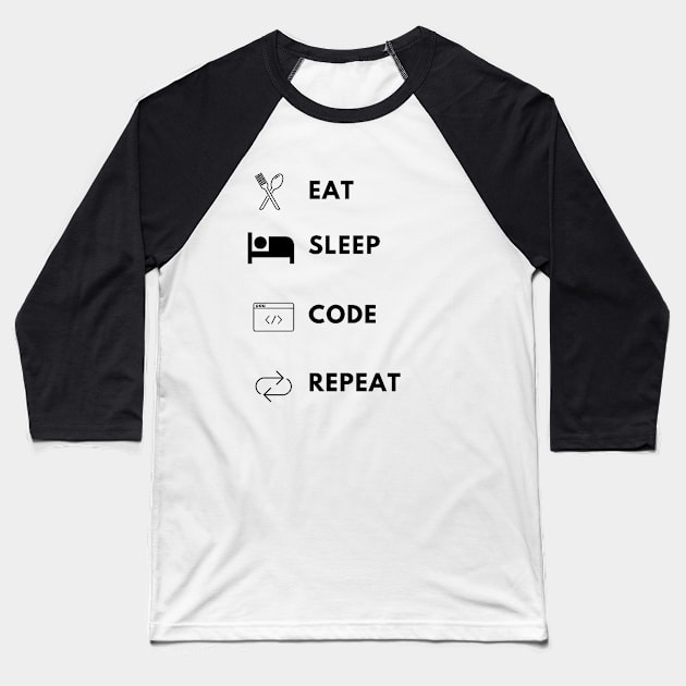 Eat sleep code repeat developer lifecycle Baseball T-Shirt by Bravery